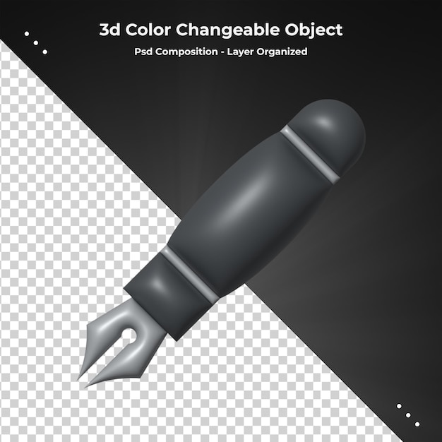 Icono de pluma de renderizado 3d para composición psd