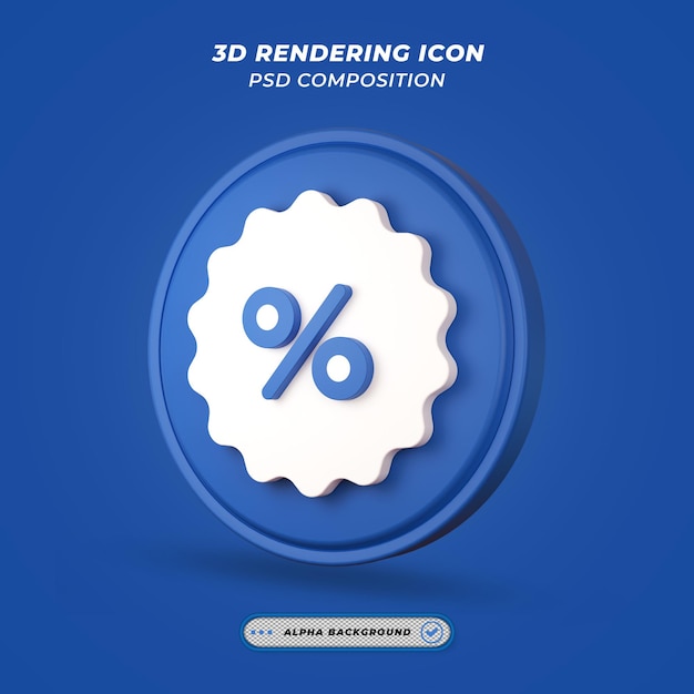 Icono de porcentaje en renderizado 3d