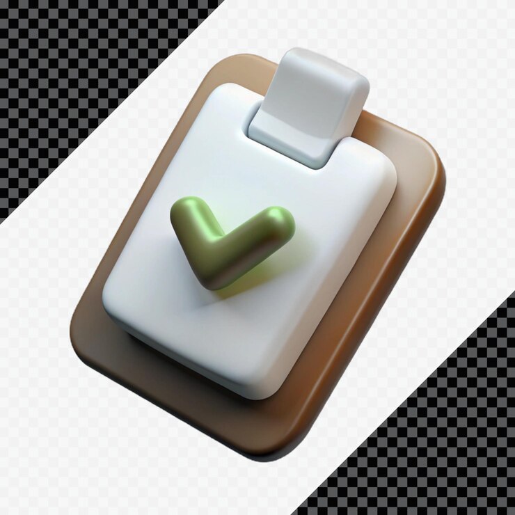 PSD icono del portapapeles 3d con marca de comprobación