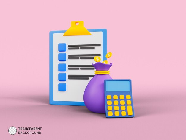 Icono de portapapeles aislado 3d render ilustración