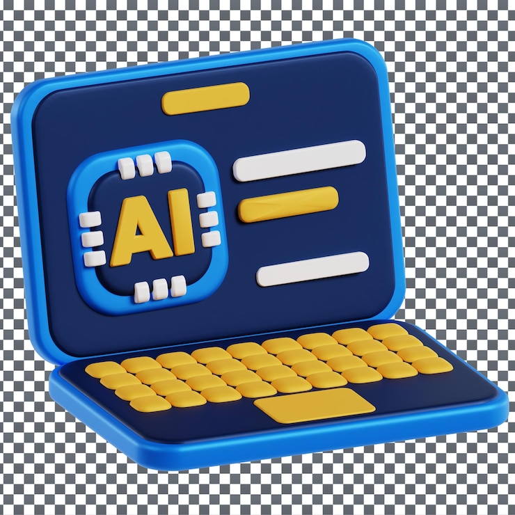 PSD icono de portátil 3d psd sobre fondo aislado y transparente