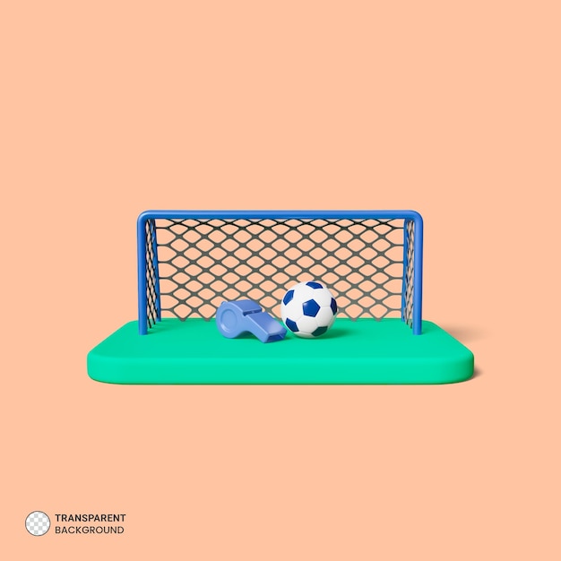 PSD icono de poste de portería de fútbol ilustración de procesamiento 3d aislado