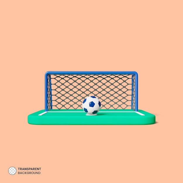 Icono de poste de portería de fútbol ilustración de procesamiento 3d aislado