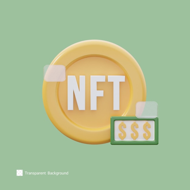 PSD icono de precio de moneda nft ilustración de renderizado 3d