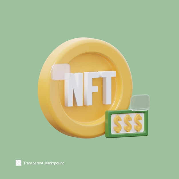 Icono de precio de moneda Nft Ilustración de renderizado 3d