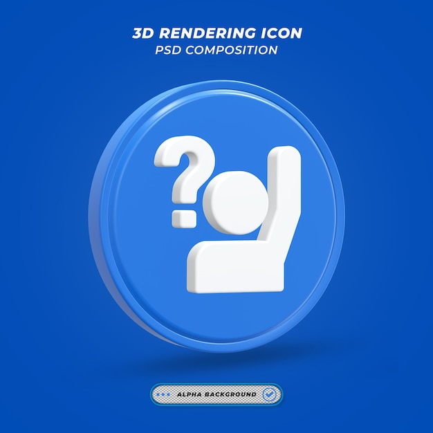 PSD icono de pregunta de usuario en renderizado 3d