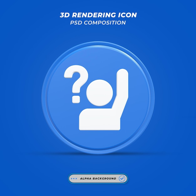 Icono de pregunta de usuario en renderizado 3d