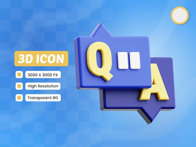 Icono de preguntas y respuestas en 3D
