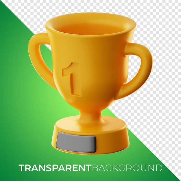 Icono de premio de copa de ganador de juego premium Representación 3d sobre fondo aislado PNG