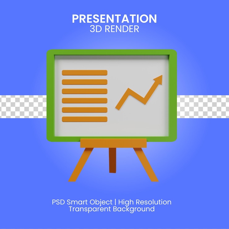 PSD icono de presentación 3d render aislado