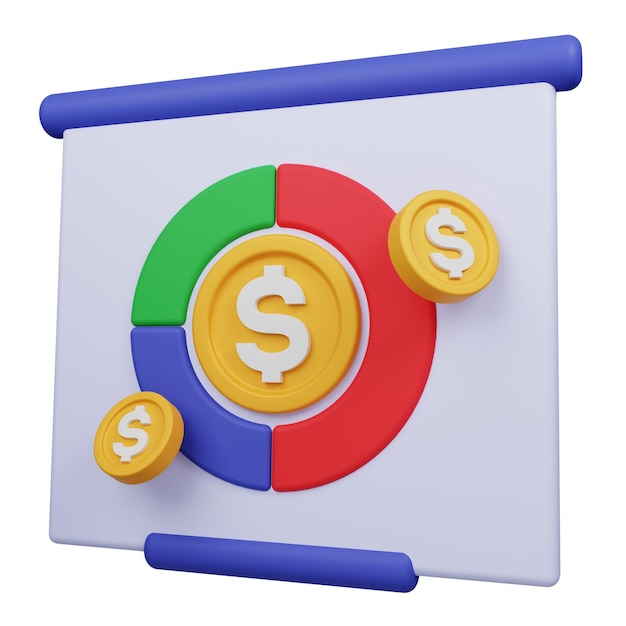 Icono de presentación financiera en 3D aislado en el fondo transparente