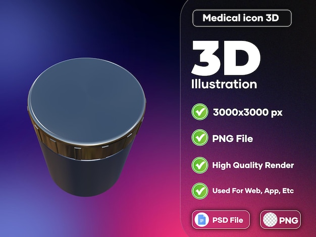 Icono de procesamiento 3d de cuadro médico de alta calidad de procesamiento