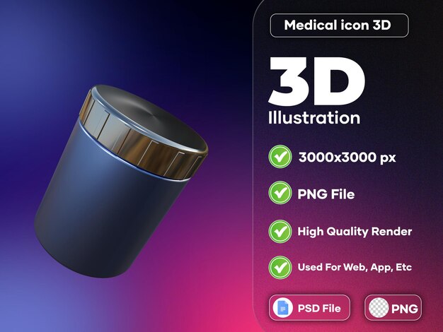 Icono de procesamiento 3d de cuadro médico de alta calidad de procesamiento