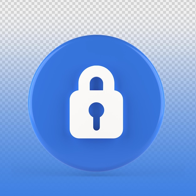 Icono de procesamiento seguro de candado de bloqueo 3d