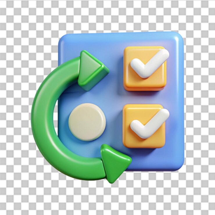 PSD icono de proceso de comprobación 3d icono aprobado concepto fácil de pago o actualización icono de sincronización vector de moda y moderno en estilo 3d