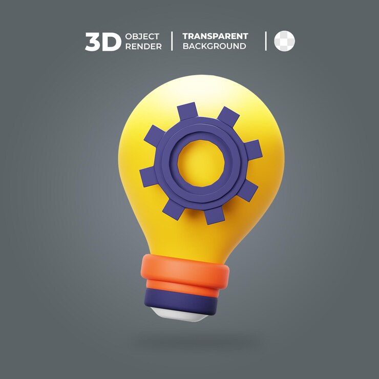 PSD icono de proceso creativo 3d