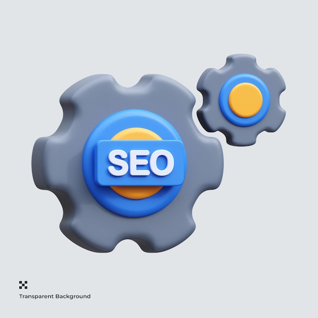 PSD icono del proceso de seo en 3d