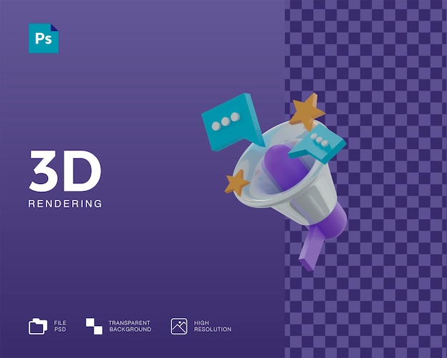 Icono de promoción 3D en 3D rendering aislado