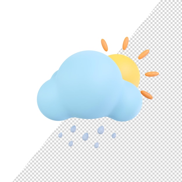 Icono de pronóstico del tiempo nubes nocturnas con lluvia ilustración 3d