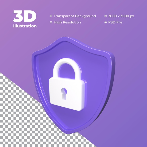 Icono de protección de escudo 3d