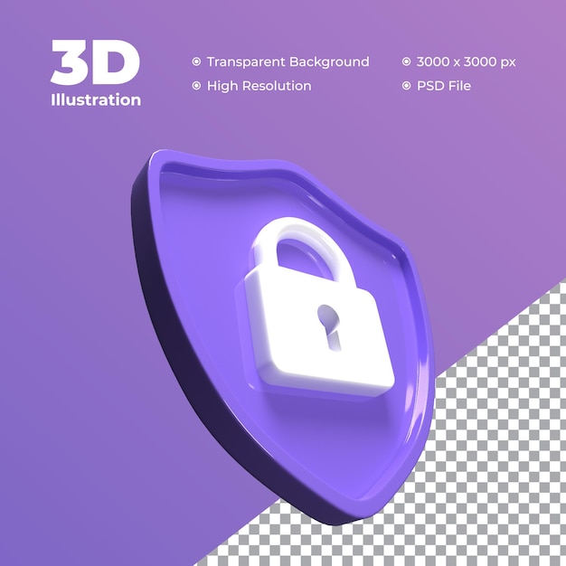 icono de protección de escudo 3d