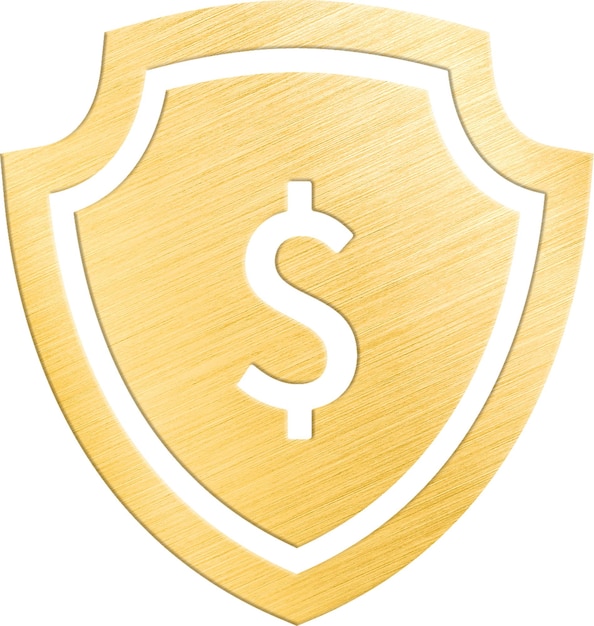 Icono de protección financiera con escudo de oro y signo de dólar elemento de ilustración del concepto de seguridad del dinero