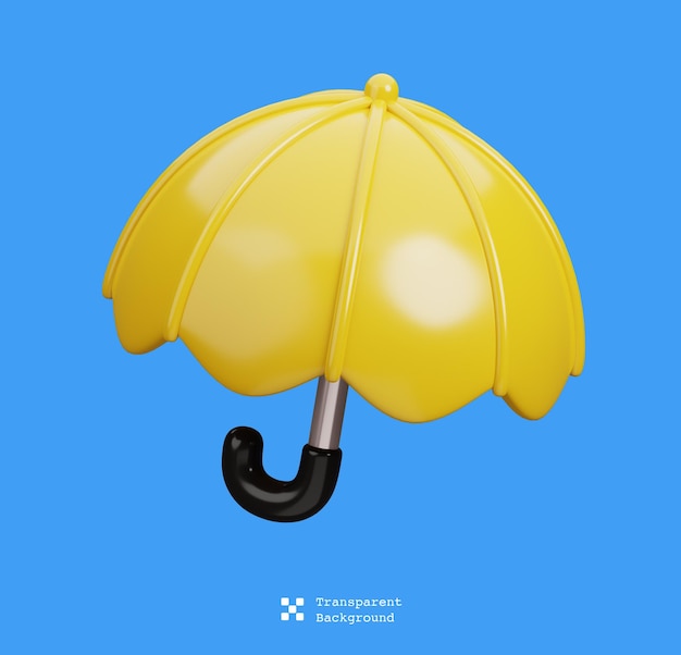 Icono PSD 3d para condiciones climáticas con paraguas amarillo Concepto de icono de pronóstico del tiempo