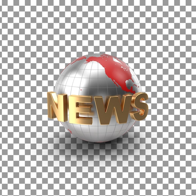 Icono PSD 3D Globe News sobre fondo aislado y transparente