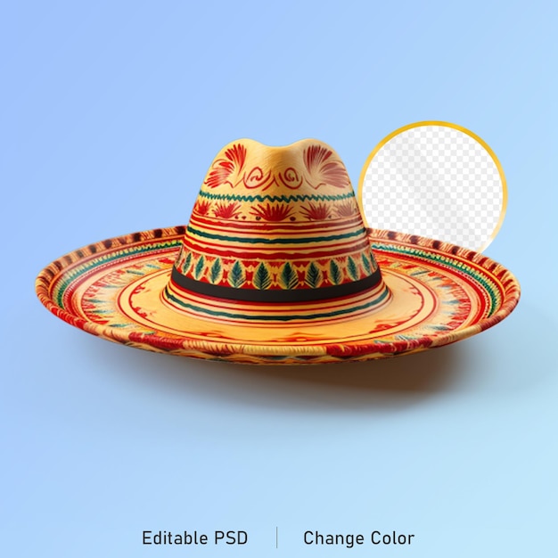 PSD icono psd 3d con representación tradicional del sombrero de méxico