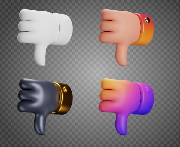 Icono de pulgar hacia abajo 3d archivo psd gratis