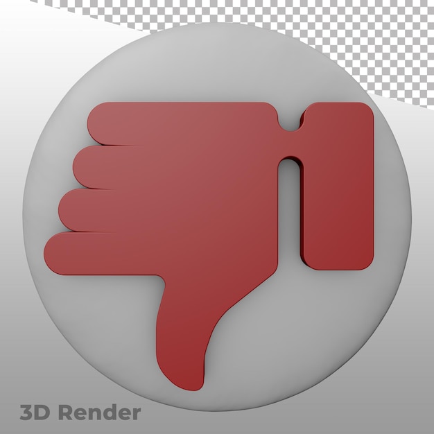 PSD icono de pulgar hacia arriba y hacia abajo de renderizado 3d
