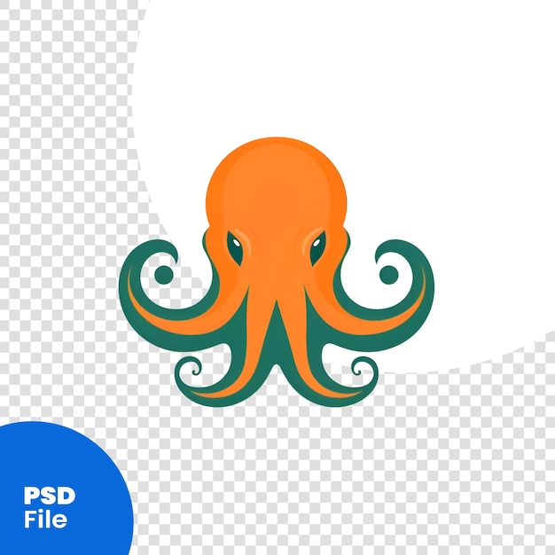 PSD icono de pulpo en estilo plano aislado sobre fondo blanco plantilla psd de ilustración de vector de stock de símbolo de animal marino