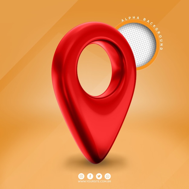 Icono de puntero de pin de mapa 3d realista rojo aislado Psd Premium