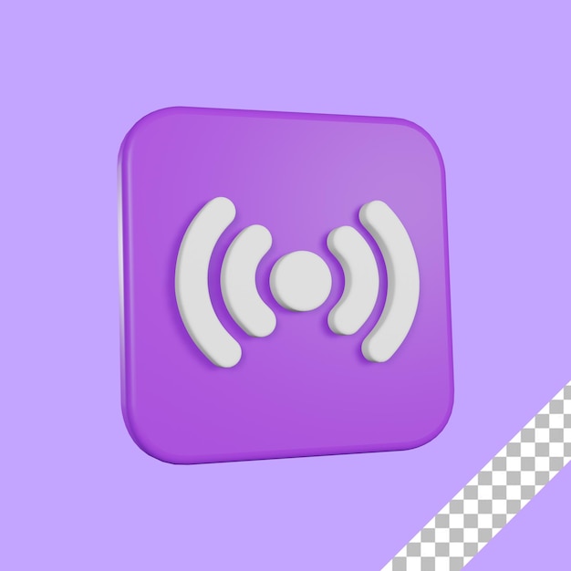 Icono de punto de acceso púrpura de renderizado 3D con fondo transparente