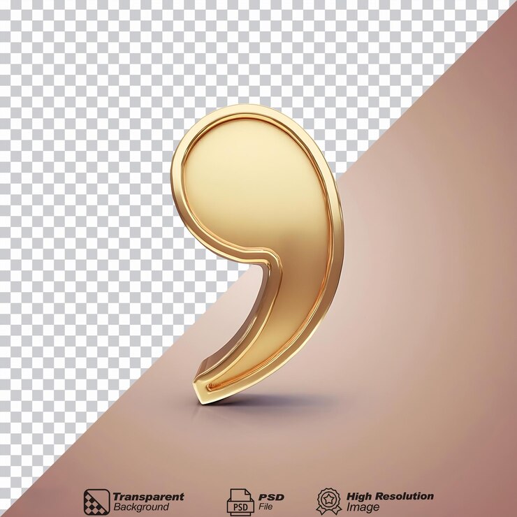 PSD icono de punto y coma dorado aislado sobre un fondo transparente