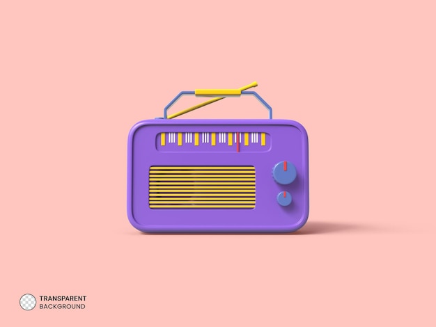 PSD icono de radio vintage aislado 3d render ilustración