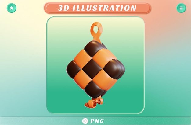 PSD icono de ramadán de ketupat de renderizado 3d