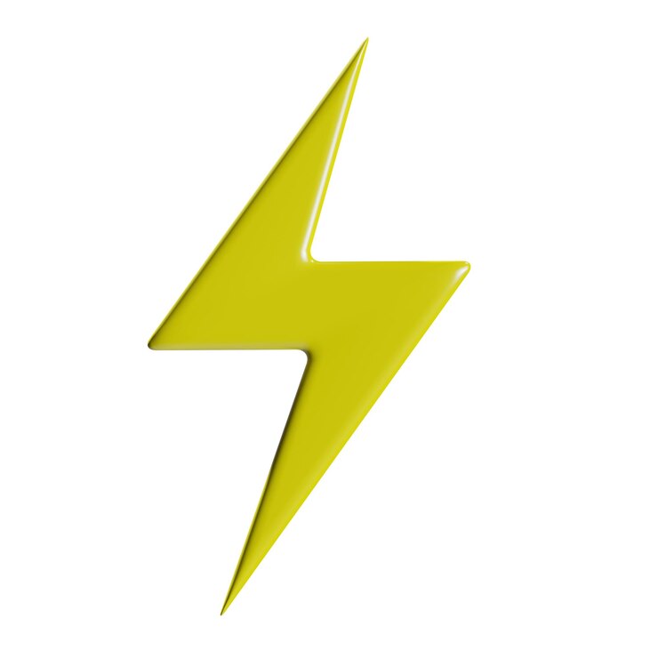 PSD el icono del rayo amarillo 3d y el trueno
