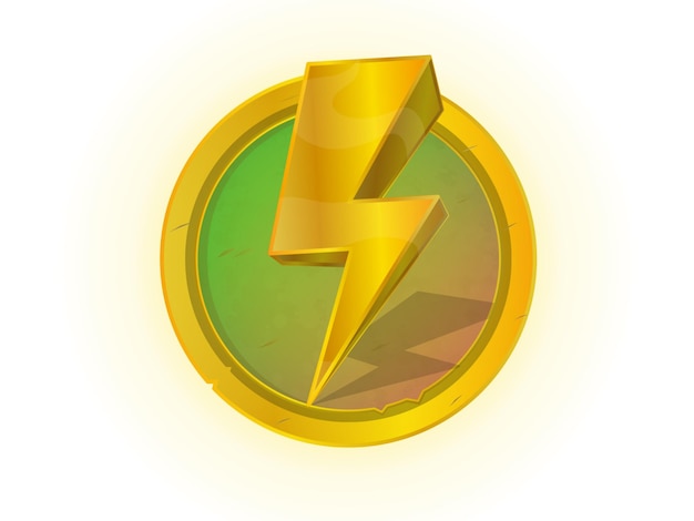 Un icono de rayo amarillo en un fondo circular verde y amarillo