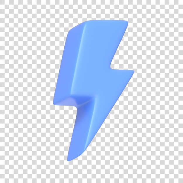 Icono de rayo azul aislado sobre fondo blanco Icono 3D signo y símbolo Estilo minimalista de dibujos animados
