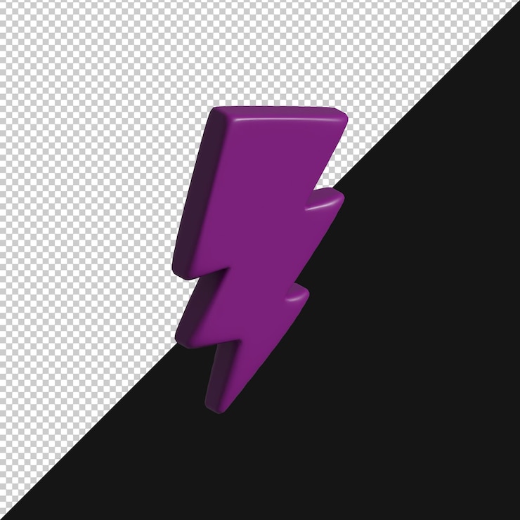 PSD icono de rayo púrpura en 3d