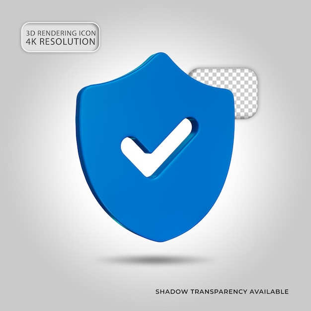 Icono de reacción de marca de verificación azul Ilustración de renderización 3D aislada