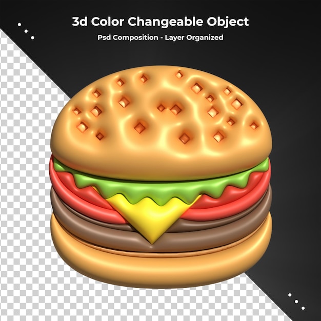 Icono realista de renderizado 3d brillante colorido de comida rápida dulce