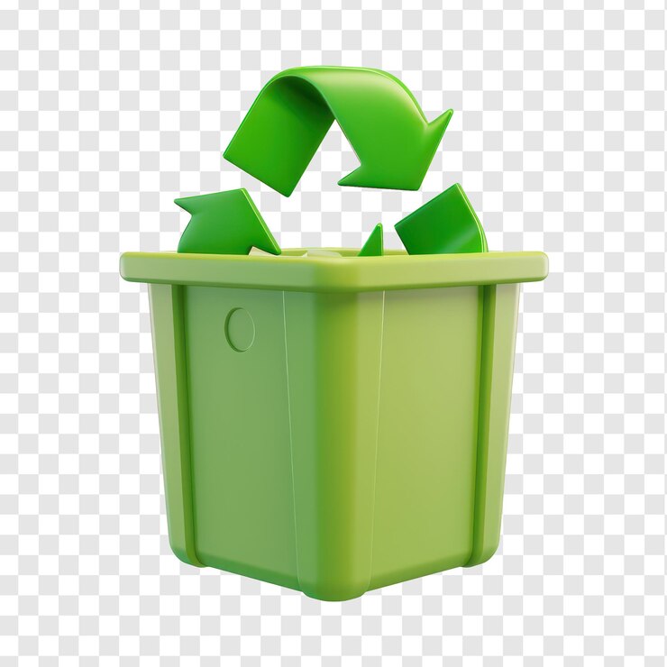 PSD el icono de reciclaje verde en 3d en estilo de dibujos animados flotando en un fondo transparente psd