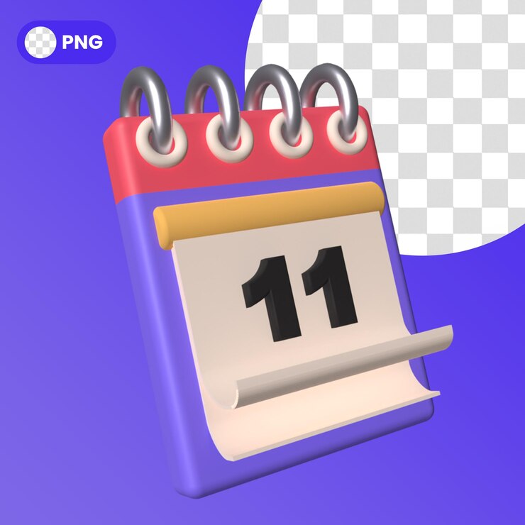 Icono de recordatorio de programación de calendario PSD aislado render 3d número once