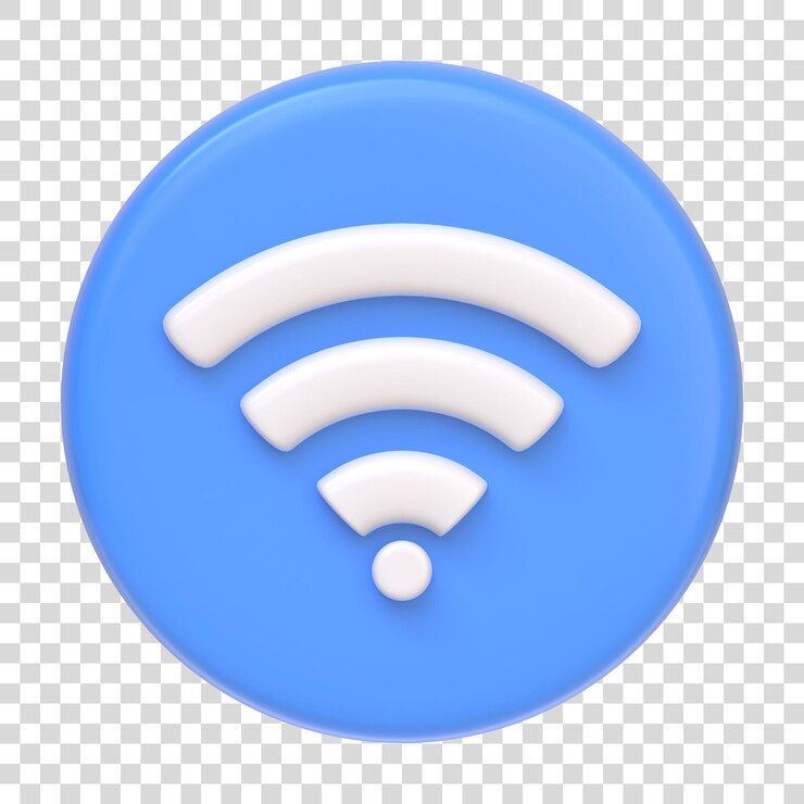 PSD icono de red inalámbrica azul o tecnología wifi aislada en fondo blanco signo y símbolo de icono 3d