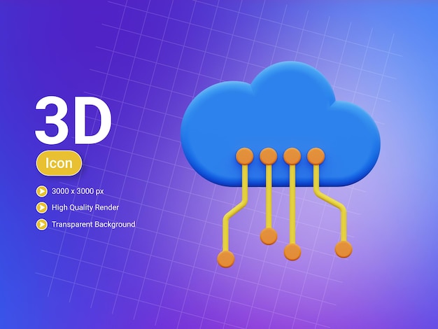 PSD icono de red en la nube 3d