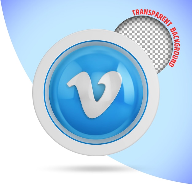 Icono de la red Vimeo en forma de esfera con reflejos ilustración 3D