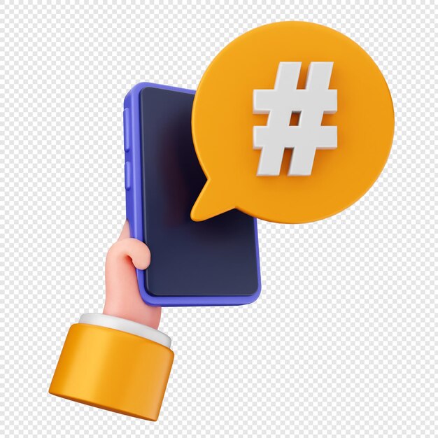 El icono de las redes sociales 3D hashtag