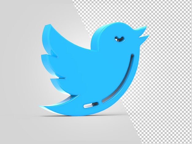 PSD icono de redes sociales 3d logotipo de twitter en estilo moderno